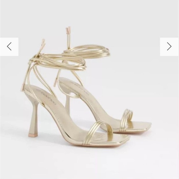 Gold Boohoo Strap Wrap Up Heels - Size 9 - Picture 1 of 3